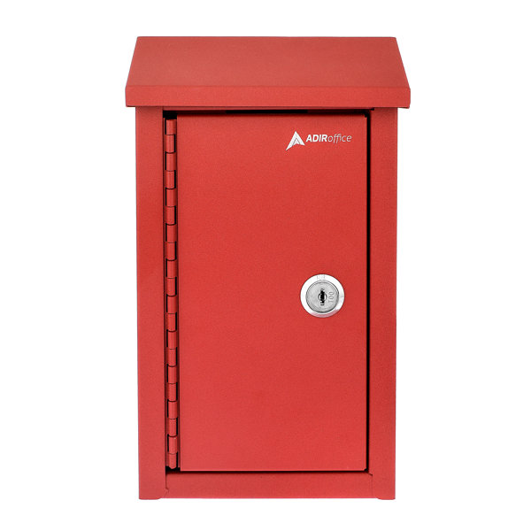 AdirOffice HeavyDuty Steel Red Outdoor Large Key Drop Box With